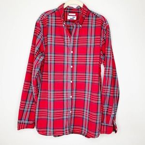 OLD NAVY Mens Classic Regular Fit Button Down‎ Shirt Winters Day Red Plaid Large